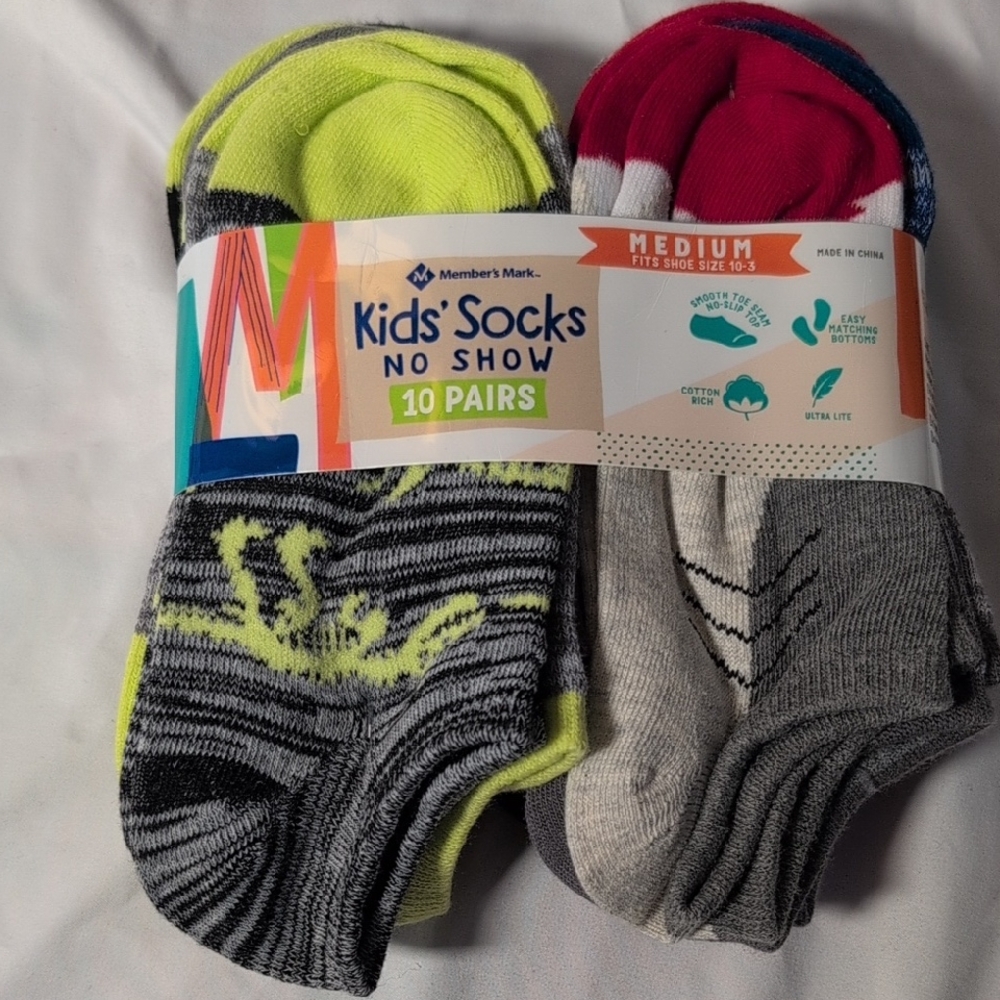 5 for $20 Member's Mark Kids No Show Socks - 10 Pairs